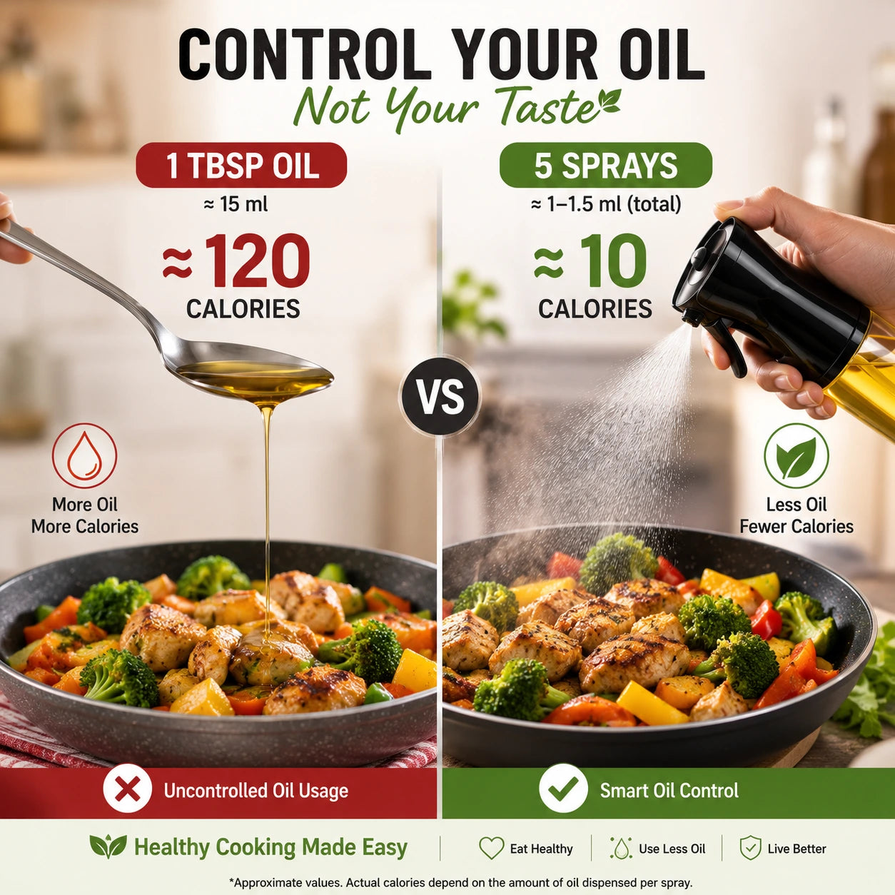 200ml oil Spray Bottle For Healthy Cooking + FREE Indian Low-oil Recipe Book