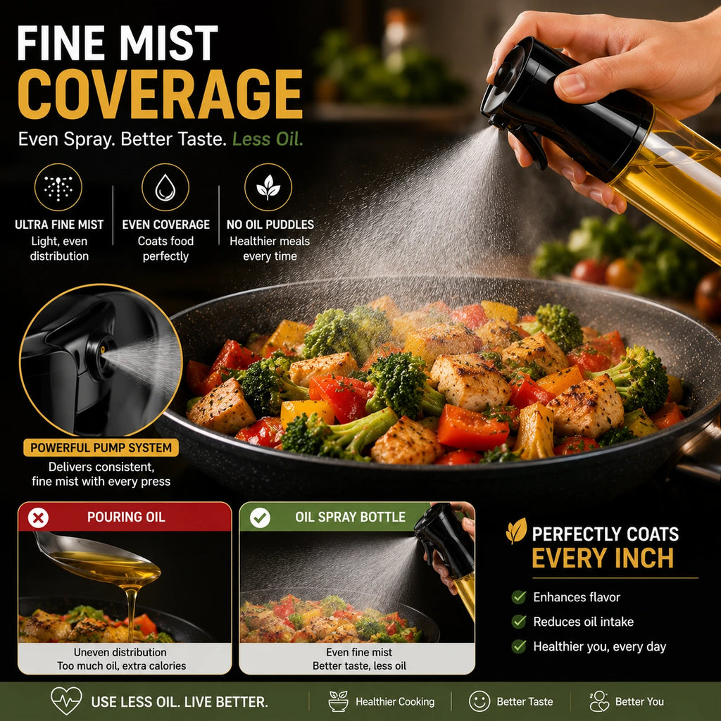 200ml oil Spray Bottle For Healthy Cooking + FREE Indian Low-oil Recipe Book