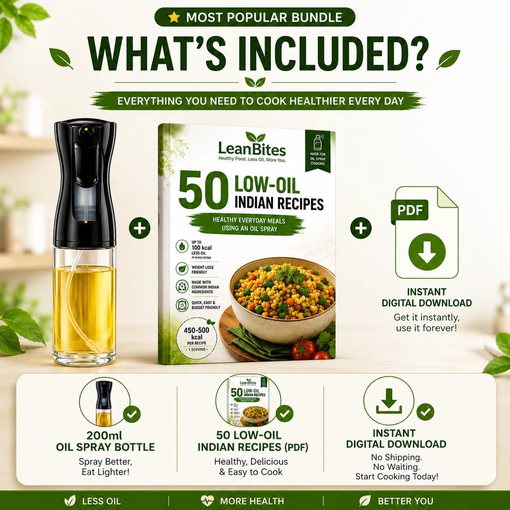 200ml oil Spray Bottle For Healthy Cooking + FREE Indian Low-oil Recipe Book