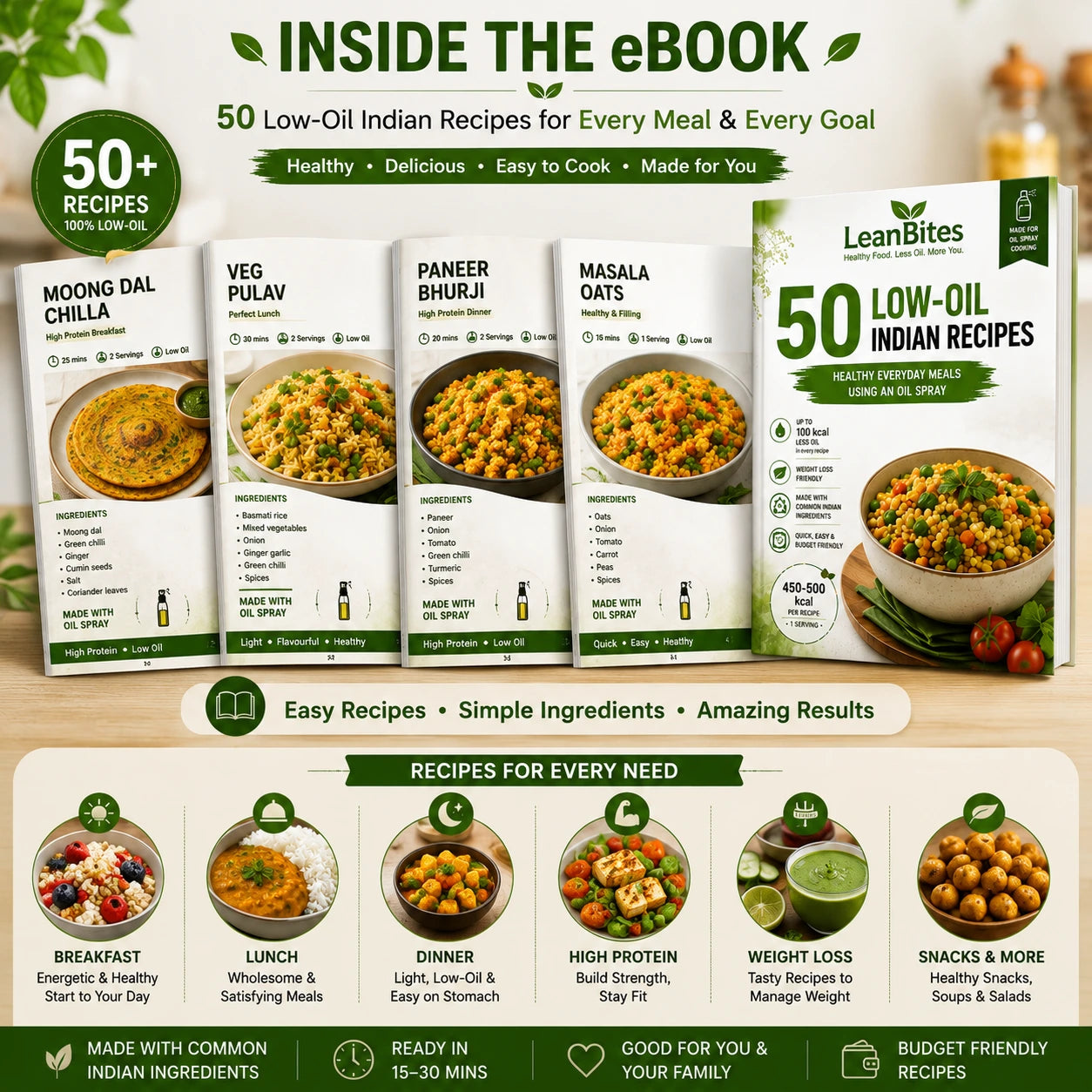 200ml oil Spray Bottle For Healthy Cooking + FREE Indian Low-oil Recipe Book