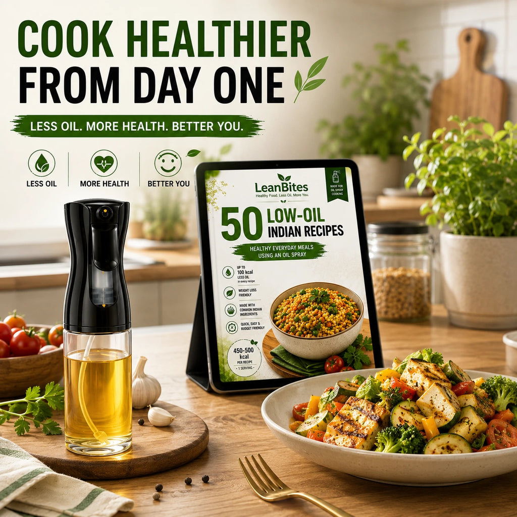 200ml oil Spray Bottle For Healthy Cooking + FREE Indian Low-oil Recipe Book